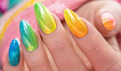 [VIDEO] Rainbow ombre on nails with PIXEL EFFECT and Glass gel polishes STEP BY STEP